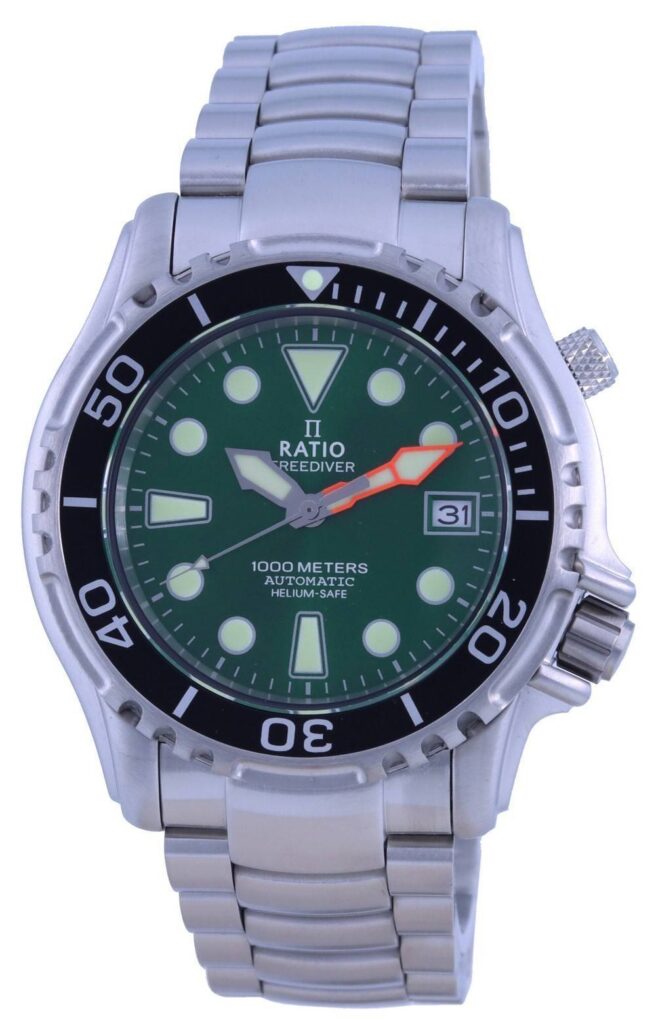 Ratio FreeDiver Helium Safe 1000M Green Dial Stainless Steel Automatic 1066KE26-33VA-GRN Men’s Watch