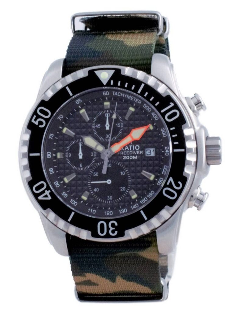 Ratio Free Diver Chronograph Nylon Quartz Diver’s 48HA90-17-CHR-BLK-var-NATO5 200M Men’s Watch