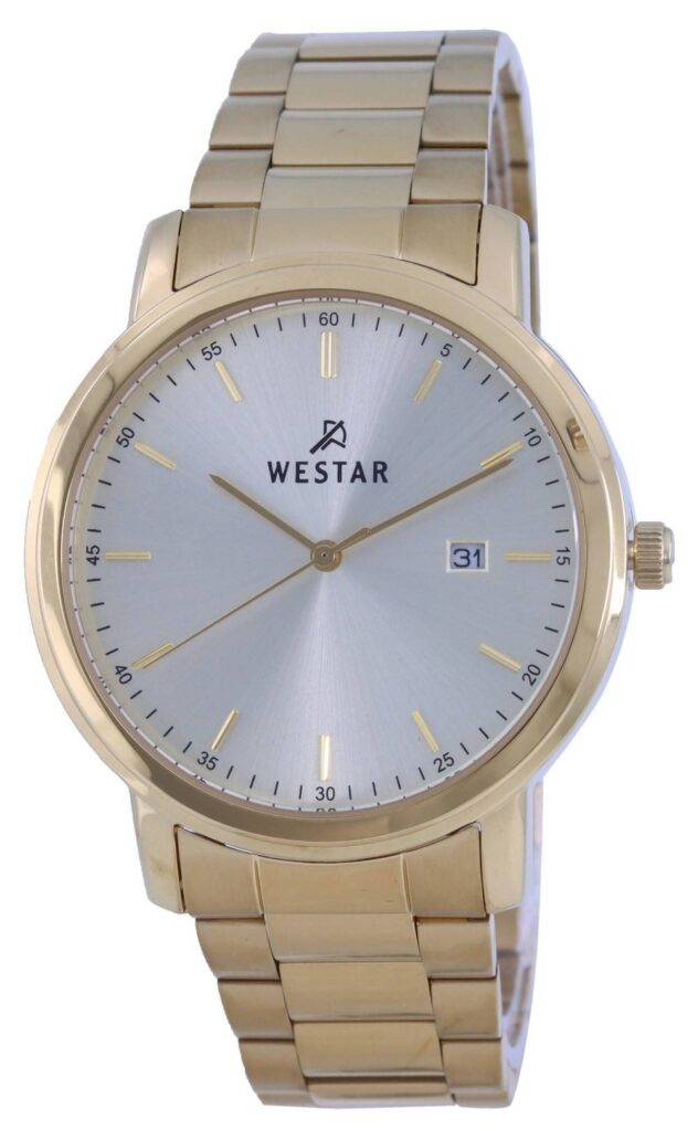 Westar Silver Dial Gold Tone Stainless Steel Quartz 50243 GPN 102 Men’s Watch