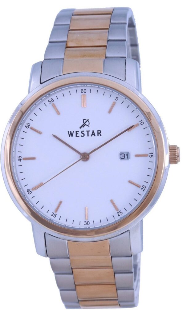 Westar White Dial Two Tone Stainless Steel Quartz 50243 SPN 601 Men’s Watch
