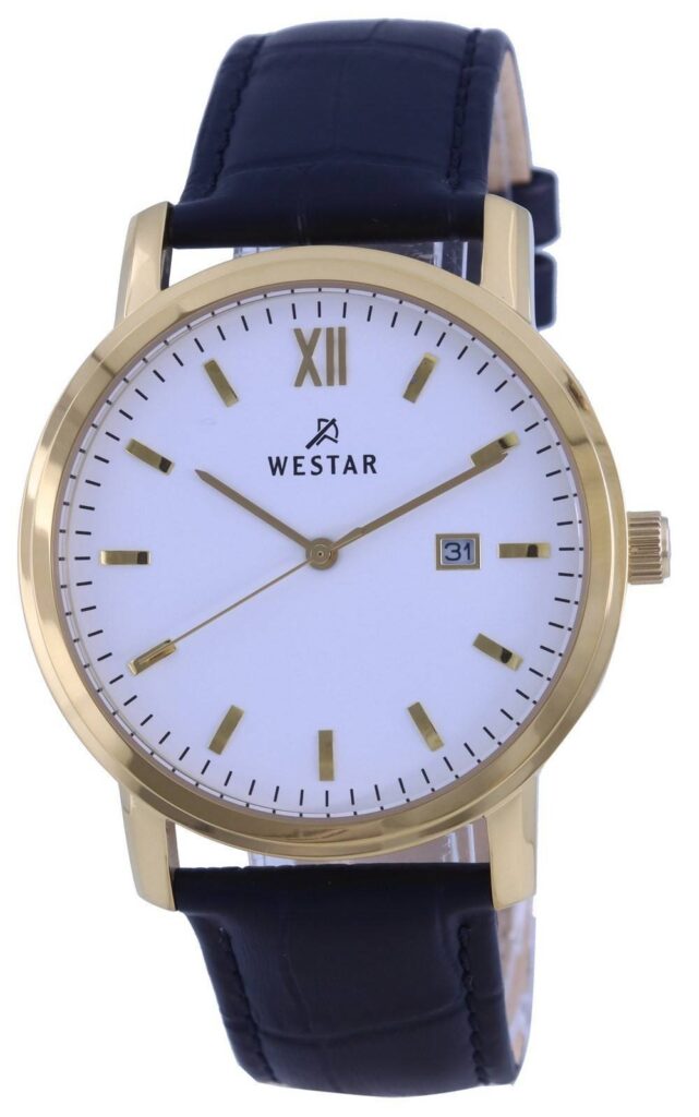 Westar White Dial Gold Tone Stainless Steel Quartz 50244 GPN 101 Men’s Watch