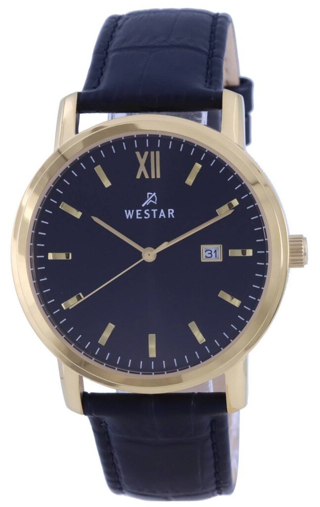 Westar Black Dial Gold Tone Stainless Steel Quartz 50244 GPN 103 Men’s Watch