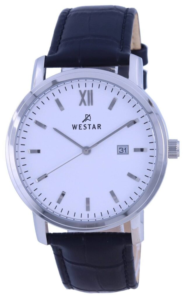 Westar White Dial Leather Strap Quartz 50244 STN 101 Men’s Watch