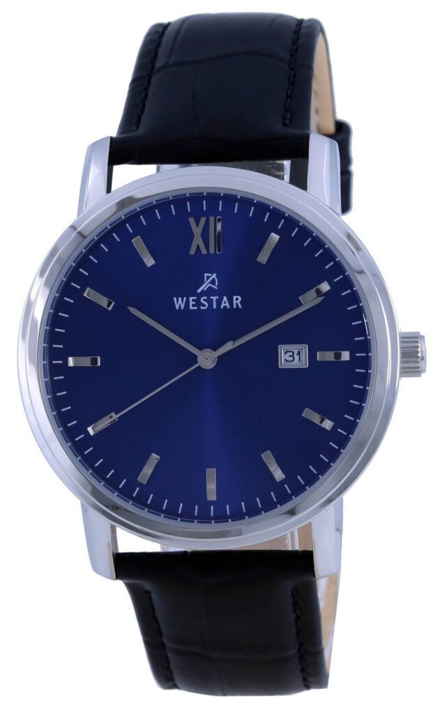 Westar Blue Dial Leather Strap Quartz 50244 STN 104 Men’s Watch