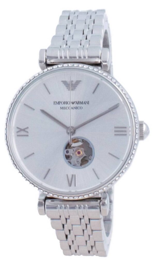 Emporio Armani Gianni T-Bar Open Heart Stainless Steel Crystal Automatic AR60022 Women’s Watch