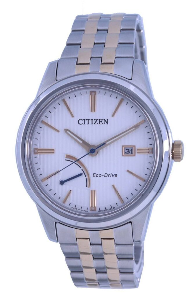 Citizen White Dial Two Tone Stainless Steel Eco-Drive AW7004-57A 100M Men’s Watch