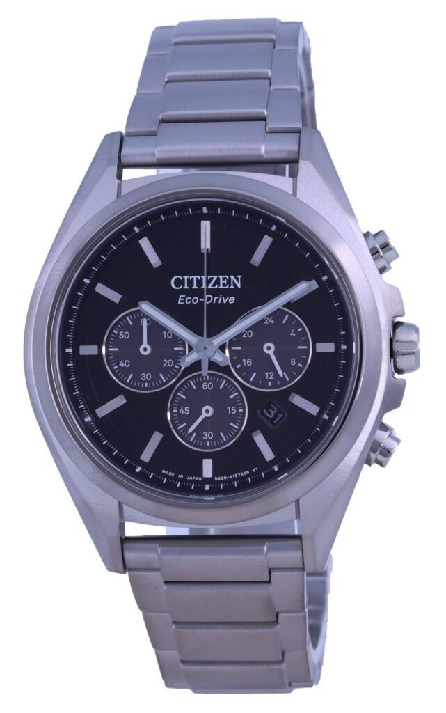 Citizen Attesa Chronograph Titanium Black Dial Eco-Drive CA4390-55E 100M Men’s Watch