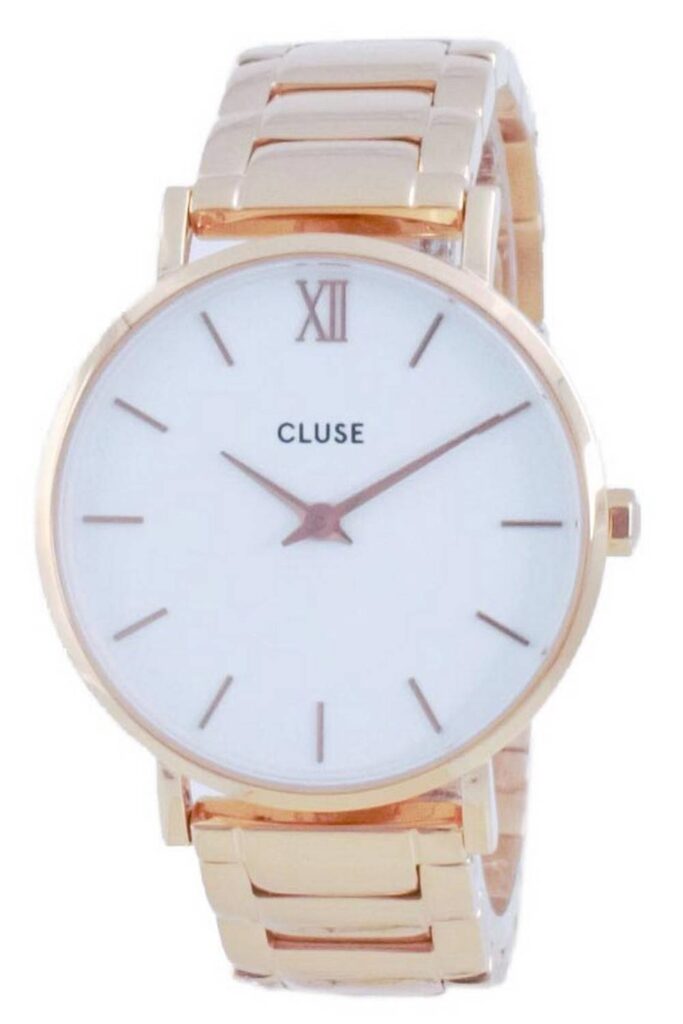 Cluse Minuit 3-Link White Dial Rose Gold Tone Stainless Steel Quartz CW0101203027 Women’s Watch