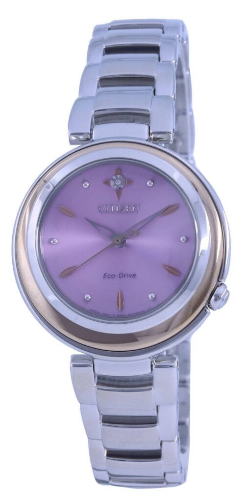Citizen Diamond Accent Purple Dial Stainless Steel Eco-Drive EM0588-81X Women’s Watch