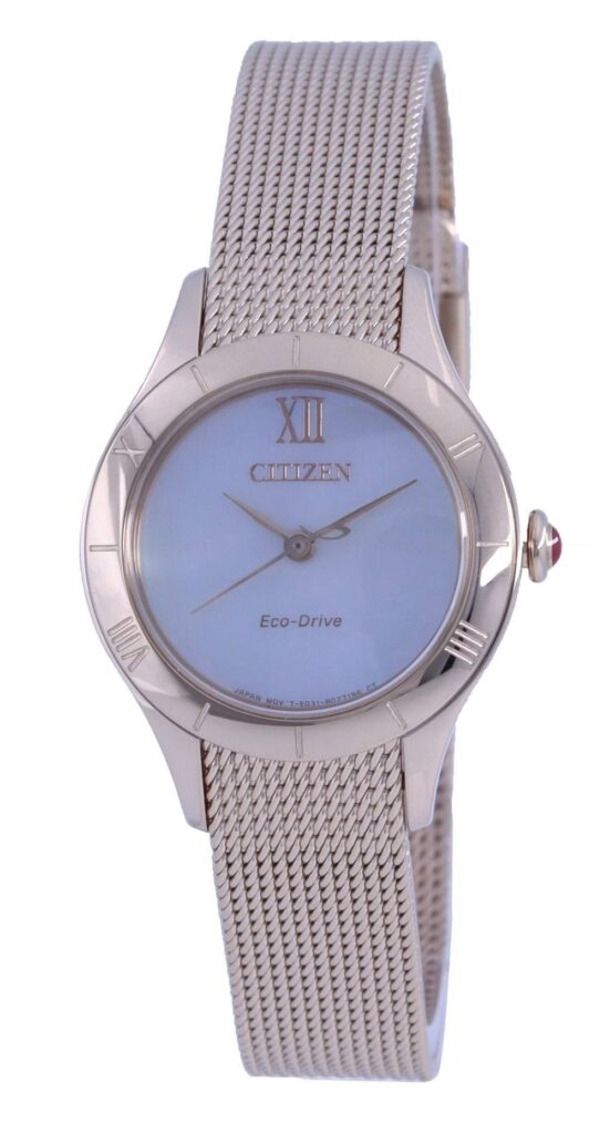 Citizen Mother Of Pearl Dial Gold Tone Stainless Steel Eco-Drive EM0783-85D Women’s Watch