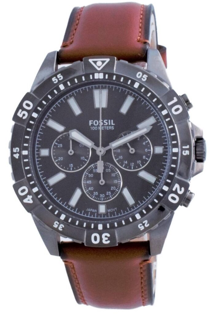 Fossil Garrett Chronograph Black Dial Leather Quartz FS5770 100M Men’s Watch