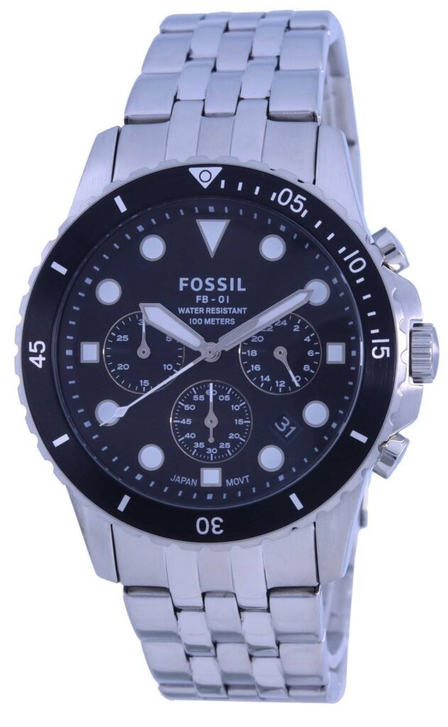 Fossil FB-01 Chronograph Black Dial Stainless Steel Quartz FS5837 100M Men’s Watch