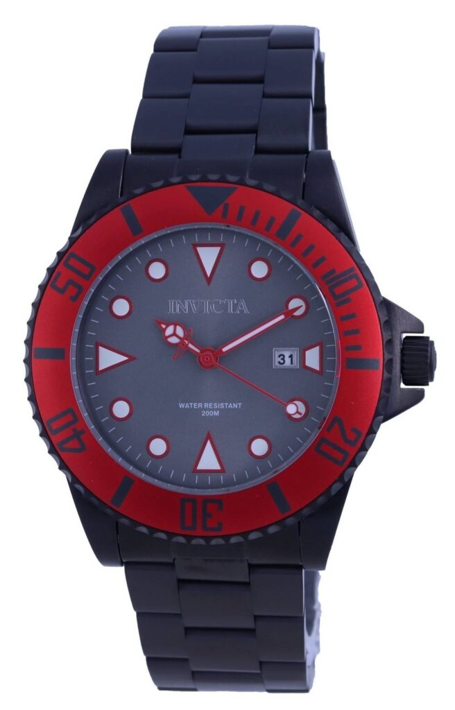 Invicta Pro Diver Grey Dial Stainless Steel Quartz 90296 200M Men’s Watch