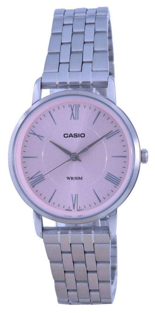 Casio Analog Pink Dial Stainless Steel Quartz LTP-B110D-4A LTPB110D-4 Women’s Watch