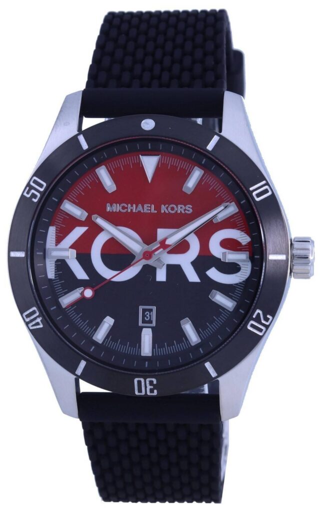 Michael Kors Layton Black/Red Dial Silicon Strap Quartz MK8892 Men’s Watch