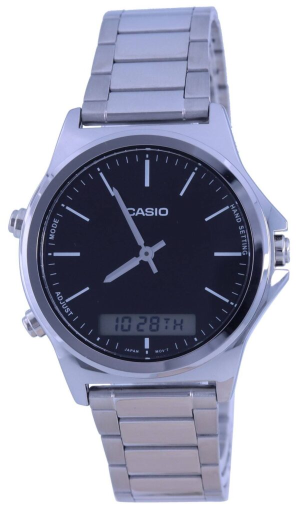 Casio Analog Digital Black Dial Stainless Steel MTP-VC01D-1E MTPVC01D-1 Men’s Watch