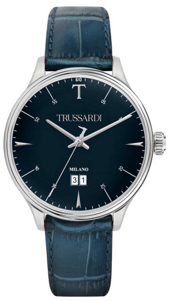 Trussardi T-Complicity Blue Dial Leather Strap Quartz R2451130001 Men’s Watch