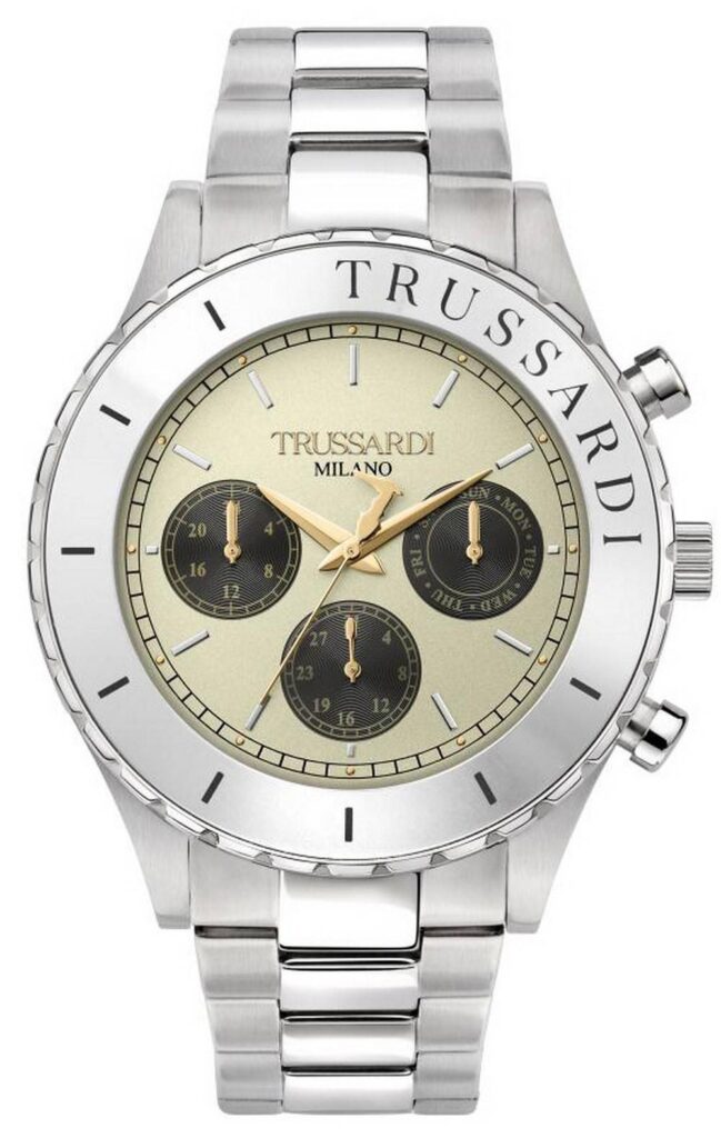 Trussardi T-Logo Beige Dial Stainless Steel Quartz R2453143005 Men’s Watch