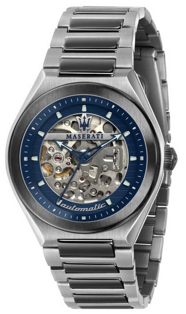 Maserati Triconic Skeleton Blue Dial Stainless Steel Quartz R8823139001 100M Men’s Watch