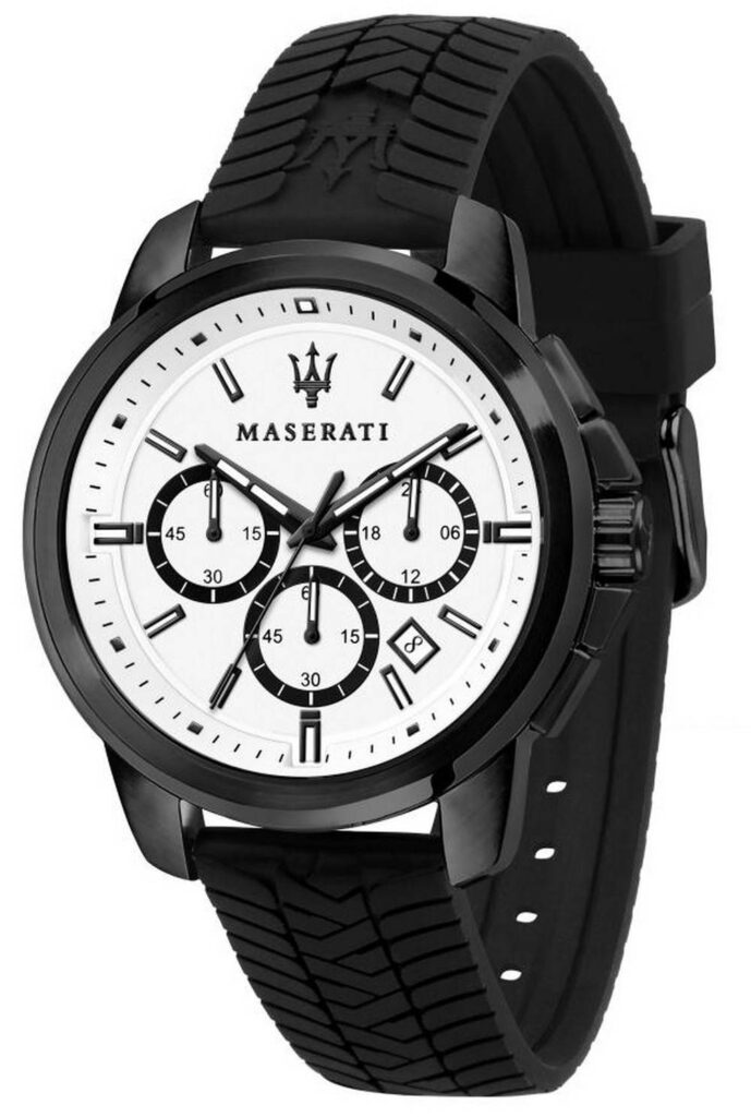 Maserati Successo Chronograph White Dial Silicon Strap Quartz R8871621010 Men’s Watch