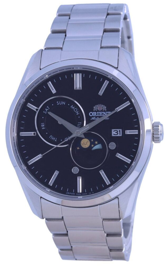 Orient Sun  Moon Black Dial Stainless Steel Automatic RA-AK0307B00C Men’s Watch