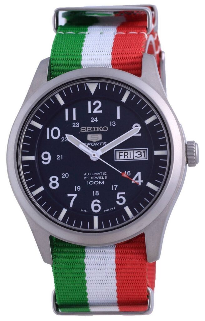 Seiko 5 Sports Automatic Polyester SNZG11K1-var-NATO23 100M Men’s Watch