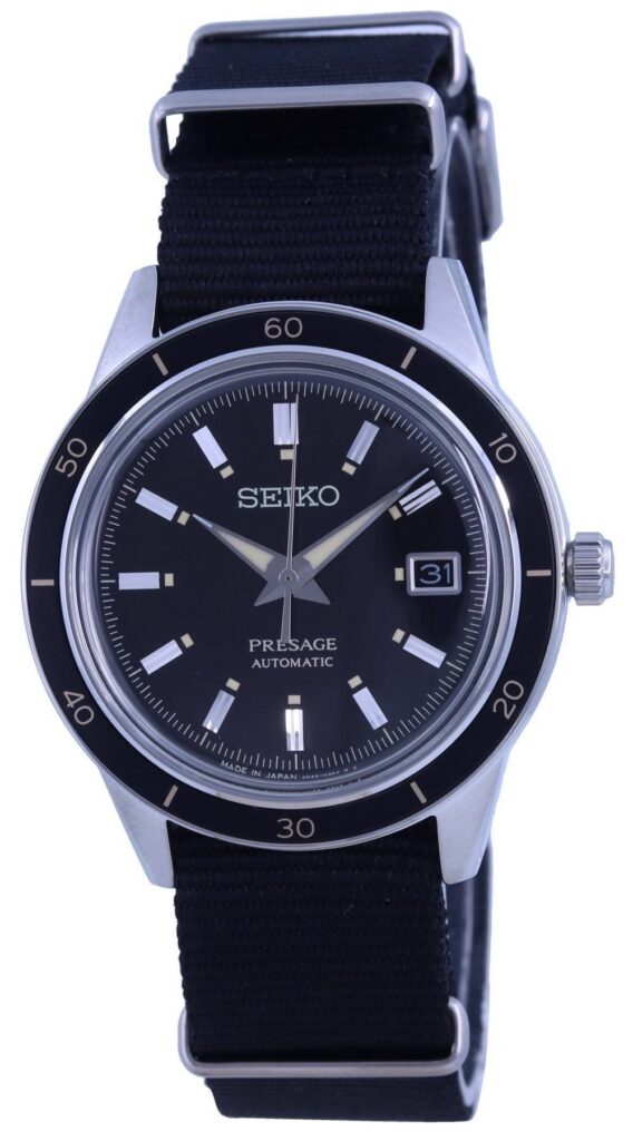 Seiko Presage Style 60’s Black Dial Nylon Strap Automatic SRPG09 SRPG09J1 SRPG09J Men’s Watch