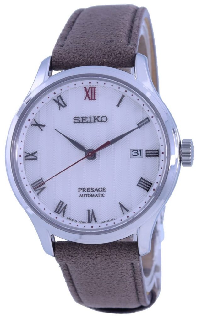 Seiko Presage Zen Garden White Dial Leather Strap Automatic SRPG25 SRPG25J1 SRPG25J Men’s Watch