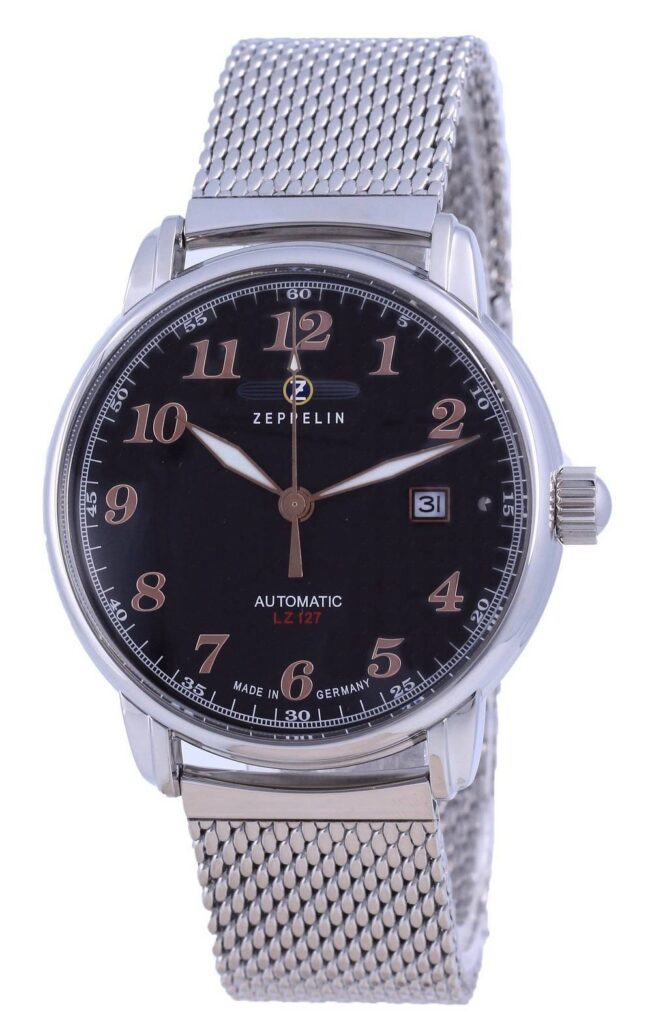 Zeppelin LZ127 Graf Black Dial Stainless Steel Automatic 7656M-2 7656M2 Men’s Watch